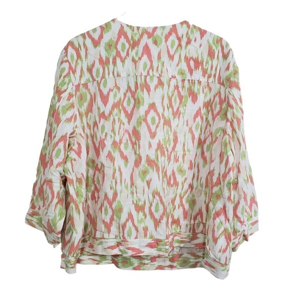 Ruby Rd Ikat Jacket Linen Rayon Beaded Lightweight Button Front Womens Size 24W - Picture 6 of 9